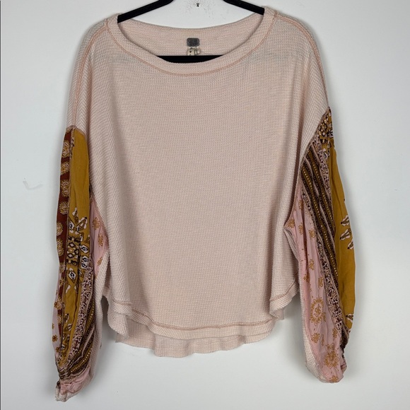 Free People Blossom Printed Balloon-Sleeve Thermal Sweater/ Size small - Picture 2 of 11